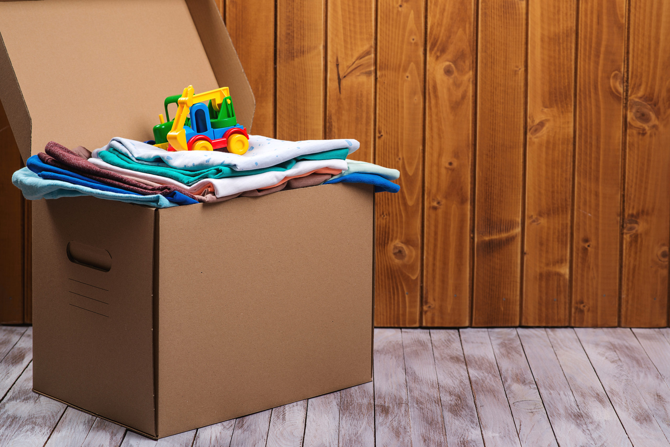 Donation,Box,With,Children's,Things,And,Toys.,Donation,Box,Full