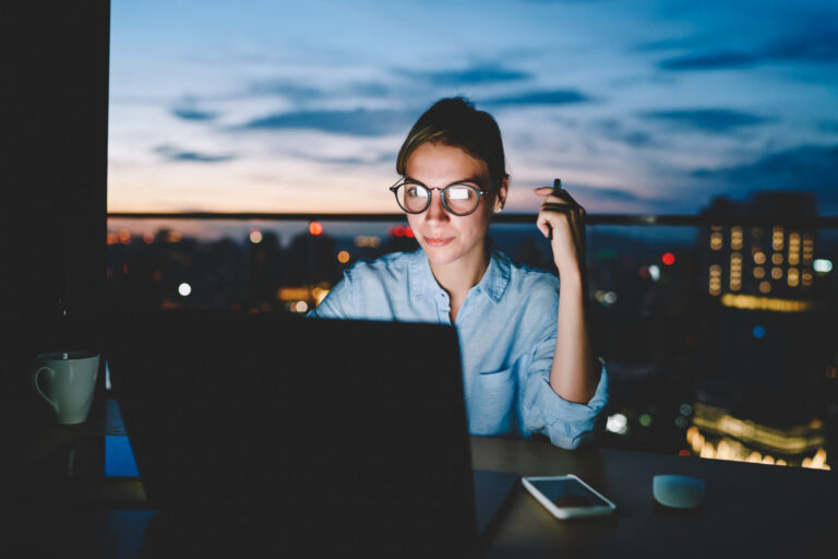 Young,Female,Owner,Of,Online,Startup,Working,Overtime,At,Home